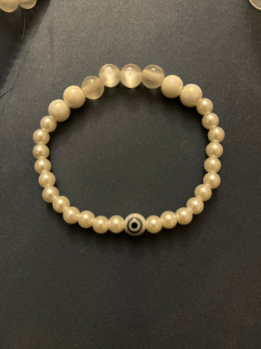 White Evil Eye Stretch Bracelet
